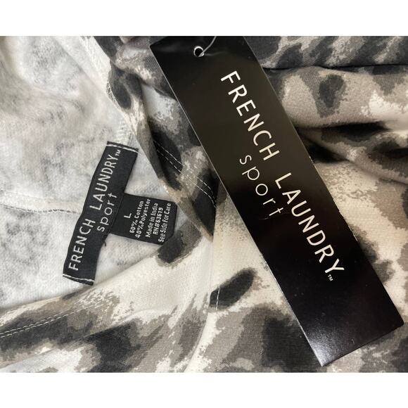 French Laundry Sport Womens Animal Print Long Sleeve Hoodie Top NEW Size Large - Picture 7 of 11
